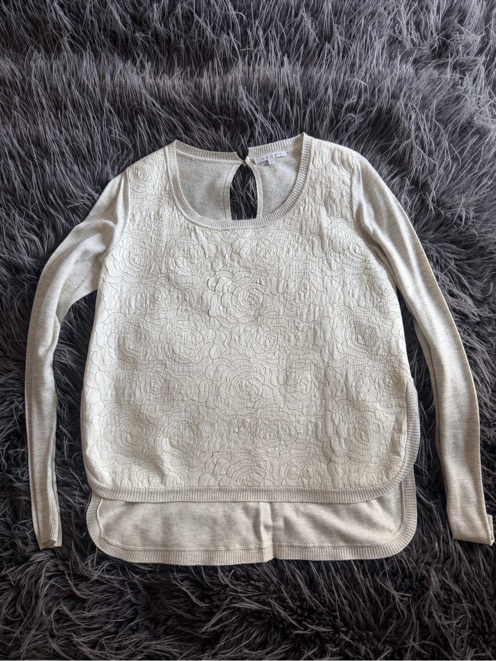 Patrizia Pepe Cream Floral Knit Sweater Size 2 (US S)